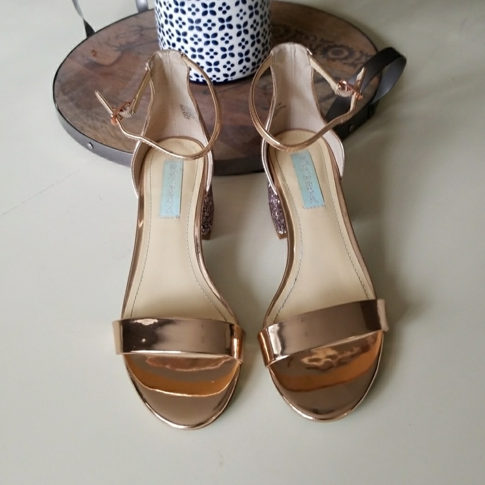 Betsey Johnson Rose Gold Glitter Dress Sandal